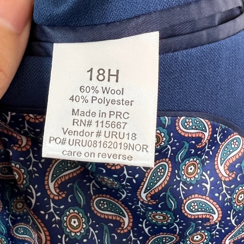 Isaac Mizrahi Blazer Boys Size 18H BlueTwo Button Suit Jacket Husky